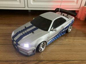  Tamiya 1/10 drift specifications R34 GT-R [ Brian color specification ] mechanism attaching secondhand goods 