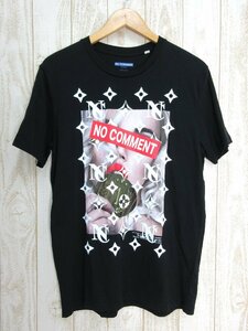 NO COMMENT PARIS/ノーコメントパリ：半袖Tシャツ ブラック プリント サイズM/ユニセックス/中古/USED