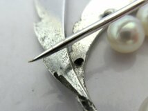 ダメージあり★MIKIMOTO/ミキモト：パール ブローチ 真珠6mm シルバー SILVER 訳あり/ジャンク品/中古/USED/アクセサリー_画像9