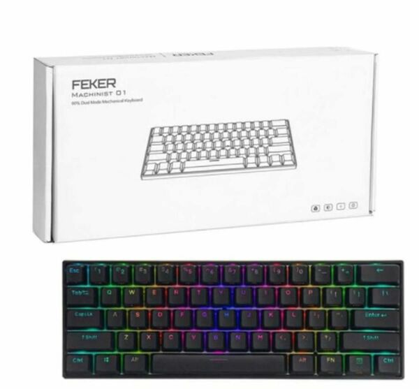 メカニカルキーボード ワンワンニャー ゲーミングキーボード LEDバックライト付き (赤軸, ブラック) FEKER