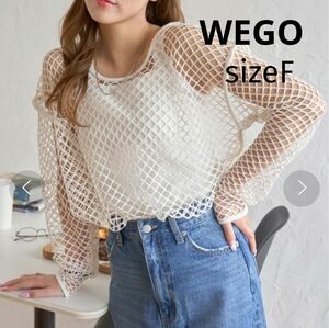 WEGO◆メッシュbigロンＴ◆フリーサイズ◆レイヤード◆ホワイト◆白◆春◆夏◆トップス◆カットソー◆オーバーサイズ◆韓国