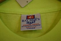 デッドストック品グッドカラーUSA製BAYSIDEベイサイド半袖クルーネック無地ポケットTシャツL蛍光グリーン系アメカジストリートh23708_画像6