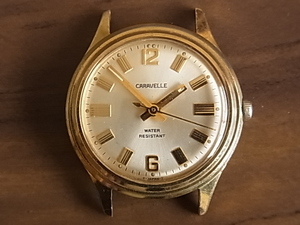 ヴィンテージ　CARAVELLE (by BULOVA) 7石手巻き　ゴールドケース センターセコンド