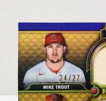 《27枚限定》 大谷翔平 2022 Topps Triple Threads Purple パープルパラレル 実使用バット ジャージ Ohtani Trout トラウタニ #RCC-TOA_画像6