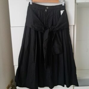 新品未使用品日本製plastigueサッシュベルト付きロングスカート黒