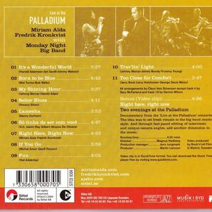 CD ★Miriam Ada, Fredrik Kronkvist With Monday Night Big Band Live At The Palladium Sweden盤 (Sittel Records SITCD 9304)の画像3