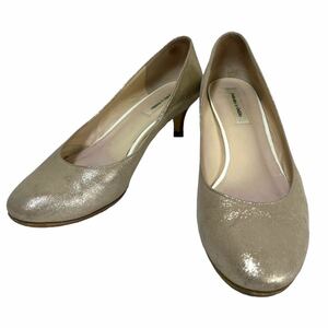 odette e odile(otetoeoti-ru) heel pumps round tu made in Japan silver 24cm