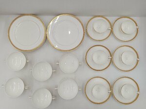 ★未使用品★ Noritake Bone China モデラートライン 4472 カップ＆ソーサー スープカップ 大皿 6客セット ノリタケ【他商品と同梱歓迎】