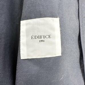 極美品 薄手 エディフィス EDIFICE メンズ ステンカラーコート スプリング ビジネス ナイロン ネイビー サイズMの画像8
