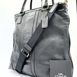 極美品 2way コーチ COACH メンズ トートバッグ ビジネス ハンド ショルダー レザー 革 黒 ブラック A4収納可 大容量の画像1