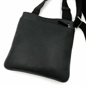 1円【未使用級・定価23万】入手困難品 ジョルジオアルマーニ Giorgio Armani ショルダーバッグ サコッシュ 斜め掛け メンズ レザー 本革 黒