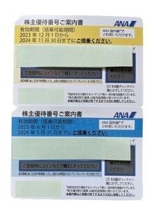 ANA 全日空　株主優待券　2枚　有効期限違い　2024年5月31日まで1枚　11月30日まで1枚の2枚セット ■管理番号L27902YER-240401