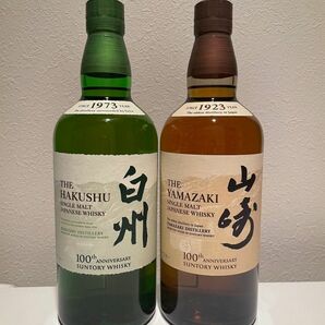 SUNTORYウイスキー☆ 山崎 NV 100周年ラベル☆白州 NV 100周年ラベル　２本セット