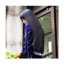 特典付☆高品質 耐熱 フルウィッグ ロングストレート ウィッグ ブラック ロングストレート ウィッグ かつら WIG_画像3