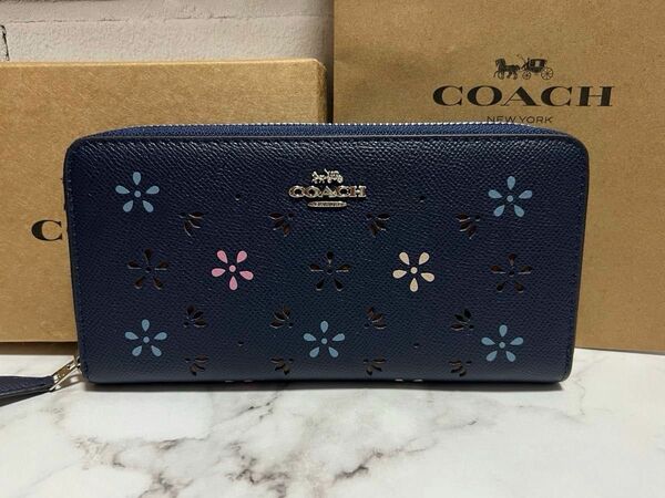 COACH 財布 レディース 長財布 コーチ フラワー 小銭入れ