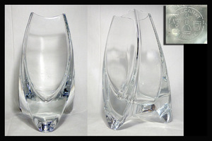 【海蛍】Baccarat バカラ マサイ フラワーベース クリスタルガラス 花瓶 花器 金彩 陶器 花生 花入 高さ約24cm 