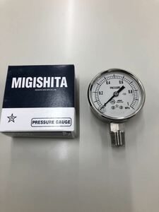 ◆新品未使用◆圧力計 グリセリン入り オールステンレス 右下精器製造 MIGISHITA A型 圧力ゲージ　MPa SUS仕様 メーター プレッシャー