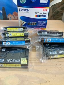 EPSONエプソン純正インクカートリッジ　 リコーダー　イエロー4個、シアン2個、ブラック１本。箱は関係ありません