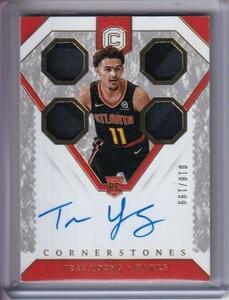 18/19 Panini Cornerstones ☆Trae Young/Hawks☆199枚限定 Rookie Auto Jersey サインカード #155