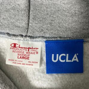 美品 アメリカ 製 Champion UCLA 染み込み プリント REVERSE WEAVE parka L チャンピオン リバースウィーブ スウェット パーカー USAの画像4