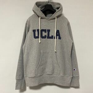 美品 アメリカ 製 Champion UCLA 染み込み プリント REVERSE WEAVE parka L チャンピオン リバースウィーブ スウェット パーカー USA