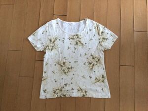 ピンクハウス　PINK HOUSE 半袖Tシャツ　オフ白　花柄 サイズL