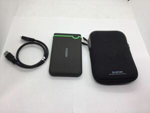 ◆04090) Transcend ポータブルHDD 1TB 耐衝撃 スリムタイプ USB3.1 Gen1 アイロングレー TS1TSJ25M3S 中古