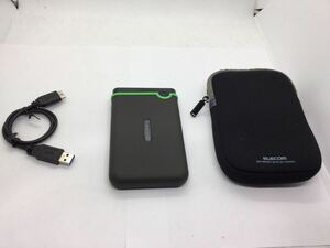 *04096)Transcend portable HDD Impact-proof slim type USB3.1 Gen1 iron gray TS500GSJ25M3 used 