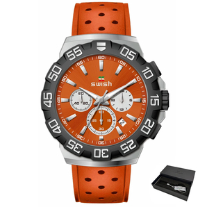 【オレンジ Orange】メンズ高品質腕時計 海外人気ブランド Swishwish クロノグラフ スポーツ 防水 クォーツ式 ラバーバンドの画像1