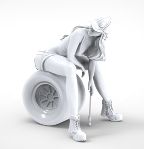 【スケール 1/20】 樹脂 レジン フィギュア キット タイヤに座る セクシーな 女性 整備士 モンキー 未塗装 未組み立て