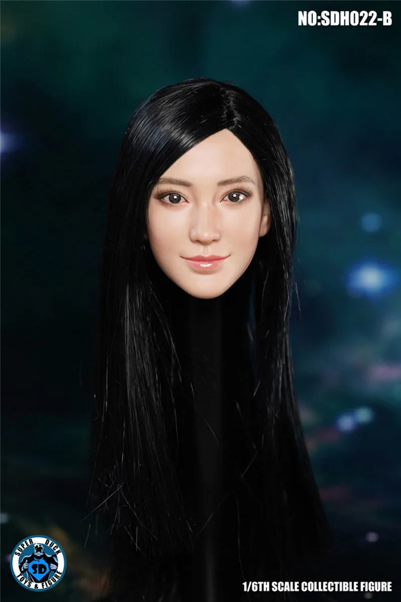 [स्केल 1/6] एक्शन फिगर के लिए रिप्लेसमेंट हेड यूनिवर्सल कस्टम लंबे बाल सीधे बाल महिला एशियाई 12 इंच पीवीसी चेहरा, गुड़िया, चरित्र गुड़िया, कस्टम गुड़िया, अन्य