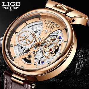 【Rose gold】メンズ高品質腕時計 海外人気ブランド Lige クロノグラフ スポーツ 防水 クォーツ式 レザーバンド