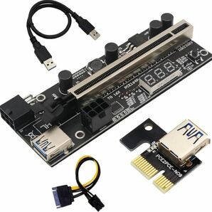 PCIEライザー 1X~16Xグラフィック拡張 温度センサー付き ビットコインGPUマイニング用パワードライザーアダプターカード