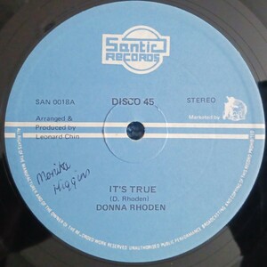 DONNA RHODEN『IT'S TRUE』１２インチシングルレコード / SANTIC / SAN 0018 / LOVERS ROCK / ラヴァーズ・ロック