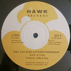 RAM & TAM『WILL YOU STILL LOVE ME TOMORROW』１２インチシングルレコード / HAWK RECORDS / LOVERS ROCK / ラヴァーズ・ロックの画像1
