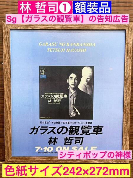 額装品★林哲司①★シティポップの巨匠!シングル【ガラスの観覧車】★当時印刷物★色紙サイズ★額入り★ハチ公物語★送料込み
