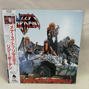 g_t　U832　洋楽　LPレコード　帯付き　LIZY BORDEN　MENACE TO SOCIETY　リジー・ボーデン　LAメタル　HR/HM　中古