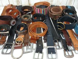 古着卸　EU/EURO 現地仕入　特価＊LEATHER BELT 34pcs 本格派天然皮革　レザーベルト ＊USED　34本まとめて ＊店舗仕入　転売　販売　