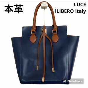 Luce　LIBERO ITALY 本革　牛革　ルーチェ　トートバッグ　ビジネスバッグ　ネイビー　未使用　オールレザー　イタリア製