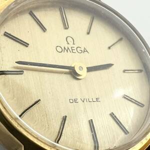 15395/ OMEGA Deville オメガ デビル ゴールド文字盤 茶革ベルト レディース 腕時計