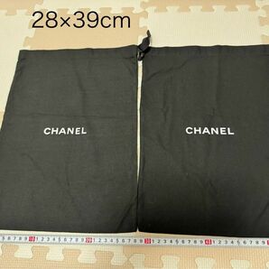 ⑭28×39 シャネル CHANEL 布袋 シューズ 袋 保存袋 靴 巾着 巾着袋 ブラック