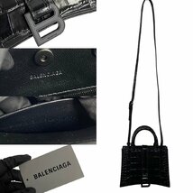 未使用保管品 袋付き BALENCIAGA バレンシアガ アワーグラスXS ロゴ 金具 レザー 本革 2way ハンドバッグ ショルダーバッグ ブラック 20071_画像4