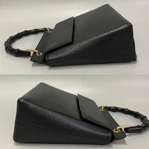 極上 美品 GUCCI オールドグッチ グッチ ヴィンテージ バンブー レザー 本革 ハンドバッグ ミニ トートバッグ ブラック 3mnj1483-2_画像5