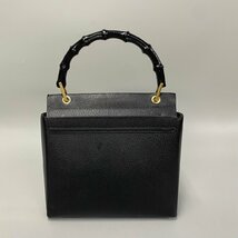 極上 美品 GUCCI オールドグッチ グッチ ヴィンテージ バンブー レザー 本革 ハンドバッグ ミニ トートバッグ ブラック 3mnj1483-2_画像4