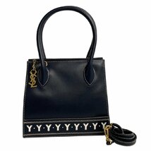 ほぼ未使用 カード付 YVES SAINT LAURENT イヴサンローラン カットアウト ロゴ YSL レザー 2way ハンドバッグ ショルダーバッグ 17137_画像4