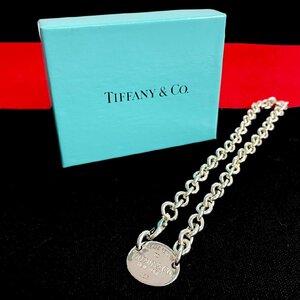 ほぼ未使用 箱付 TIFFANY&Co. ティファニー リターントゥ オーバル タグ チョーカー シルバー925 チェーン ネックレス ペンダント 31070