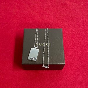 極 美品 希少 GUCCI グッチ G ロゴ モチーフ シルバー925 チェーン ネックレス ペンダント アクセサリー レディース メンズ シルバー 29380