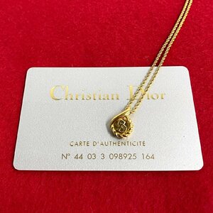 ほぼ未使用 希少品 Christian Dior ディオール ヴィンテージ CD ロゴ モチーフ ネックレス ペンダント アクセサリー ゴールド 26704