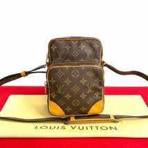 極 美品 袋付 LOUIS VUITTON ルイヴィトン アマゾン モノグラム レザー 本革 ミニ ショルダーバッグ ポシェット サコッシュ ブラウン 19961_画像1