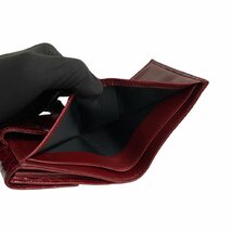 極 美品 希少品 LOEWE ロエベ アナグラム ロゴ 金具 レザー 本革 二つ折り 財布 ミニ ウォレット カードケース 小銭入れ レッド 19085_画像8